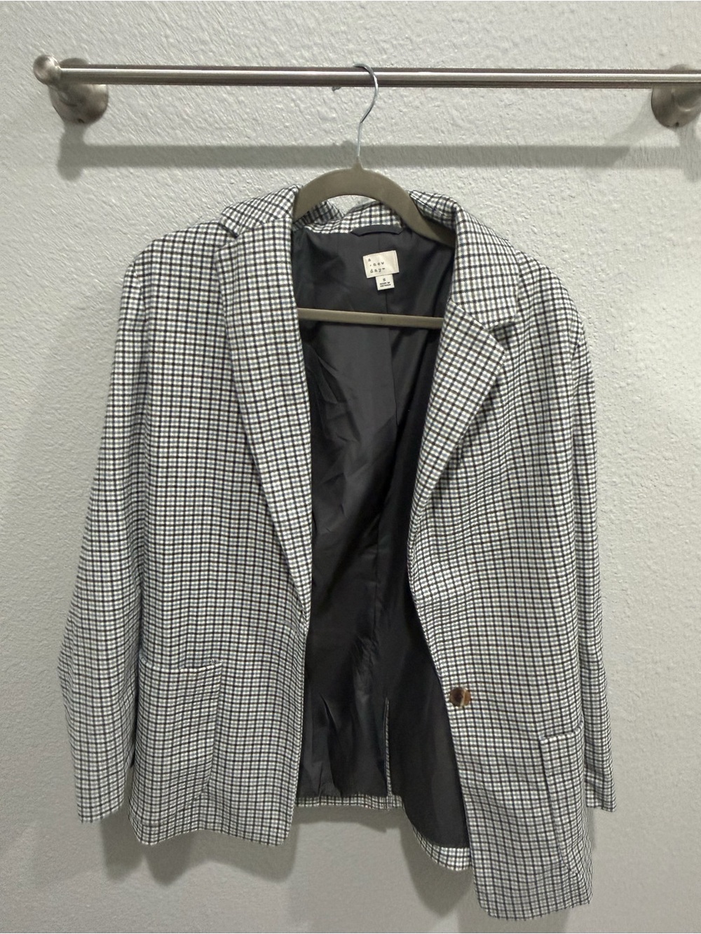A New Day Plaid Blazer - Blue, Black & White